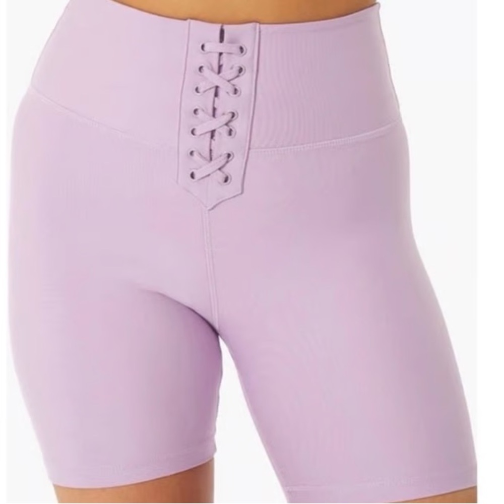 WeWoreWhat Lilac Lace-Up Bike Shorts